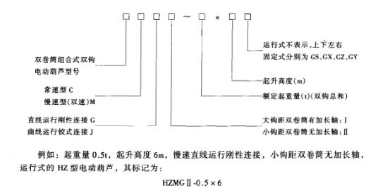 雙鉤電動(dòng)葫蘆標識方法